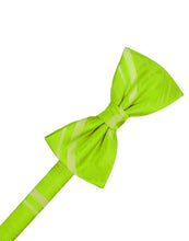 Load image into Gallery viewer, Cardi Pre-Tied Lime Striped Satin Bow Tie