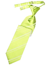Load image into Gallery viewer, Cardi Pre-Tied Lime Striped Satin Necktie