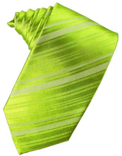 Load image into Gallery viewer, Cardi Self Tie Lime Striped Satin Necktie