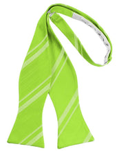 Load image into Gallery viewer, Cardi Self Tie Lime Striped Satin Bow Tie