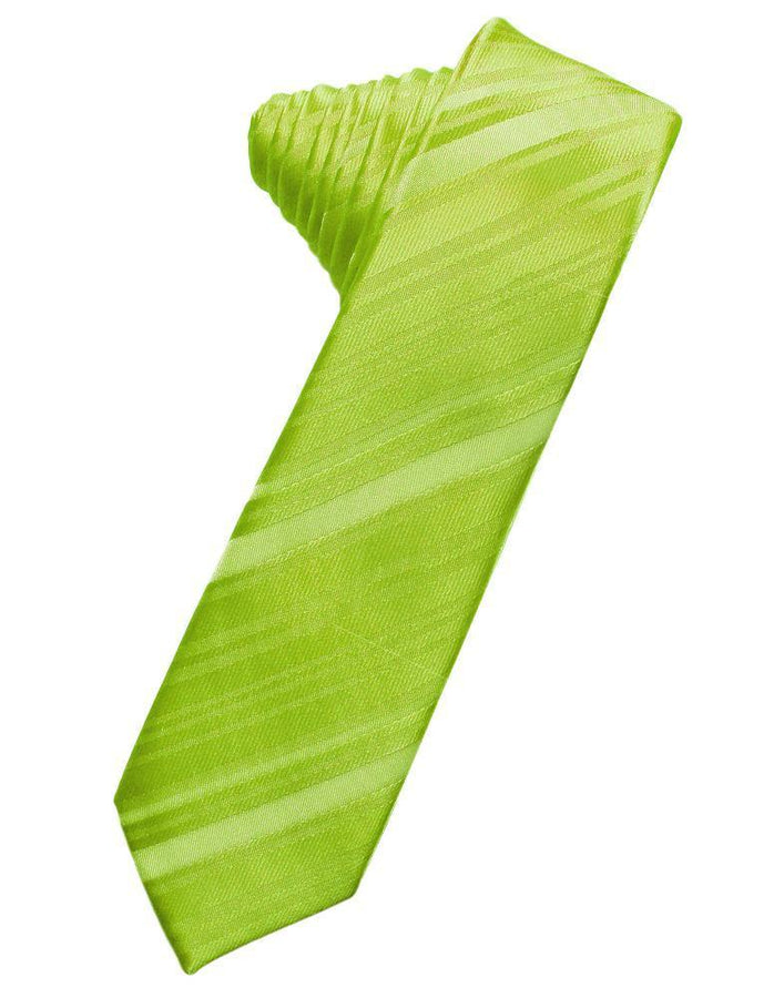 Cardi Self Tie Lime Striped Satin Skinny Necktie
