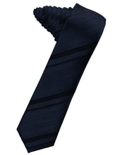 Load image into Gallery viewer, Cardi Self Tie Midnight Blue Striped Satin Skinny Necktie