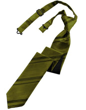 Load image into Gallery viewer, Cardi Pre-Tied Moss Striped Satin Skinny Necktie