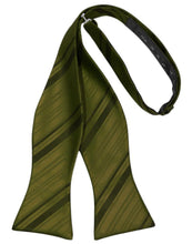 Load image into Gallery viewer, Cardi Self Tie Moss Striped Satin Bow Tie