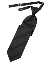 Load image into Gallery viewer, Cardi Pre-Tied Pewter Striped Satin Necktie