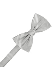Load image into Gallery viewer, Cardi Pre-Tied Platinum Striped Satin Bow Tie