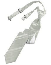 Load image into Gallery viewer, Cardi Pre-Tied Platinum Striped Satin Skinny Necktie
