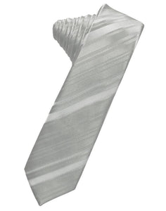 Cardi Self Tie Platinum Striped Satin Skinny Necktie