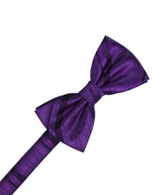 Load image into Gallery viewer, Cardi Pre-Tied Purple Striped Satin Bow Tie