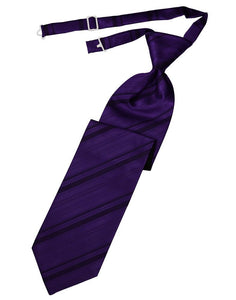 Cardi Pre-Tied Purple Striped Satin Necktie