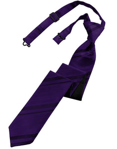 Cardi Pre-Tied Purple Striped Satin Skinny Necktie