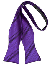 Load image into Gallery viewer, Cardi Self Tie Purple Striped Satin Bow Tie