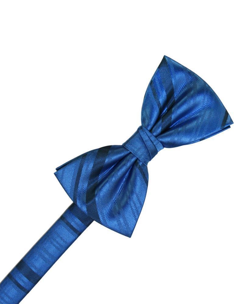 Cardi Pre-Tied Royal Blue Striped Satin Bow Tie