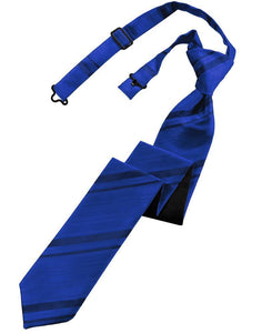 Cardi Pre-Tied Royal Blue Striped Satin Skinny Necktie