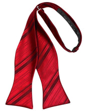 Load image into Gallery viewer, Cardi Self Tie Scarlet Striped Satin Bow Tie