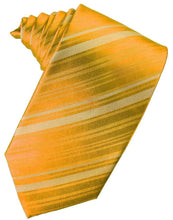 Load image into Gallery viewer, Cardi Self Tie Tangerine Striped Satin Necktie