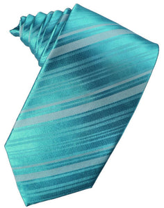 Cardi Self Tie Turquoise Striped Satin Necktie