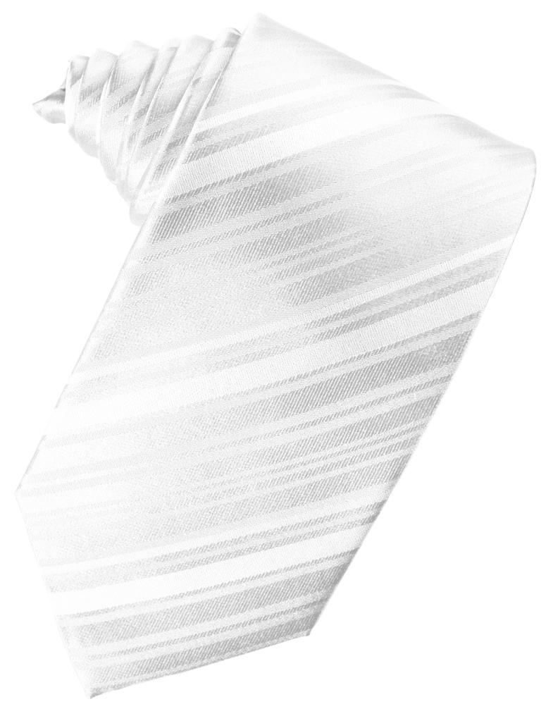 Cardi Self Tie White Striped Satin Necktie