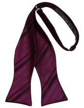 Load image into Gallery viewer, Cardi Self Tie Wine Striped Satin Bow Tie