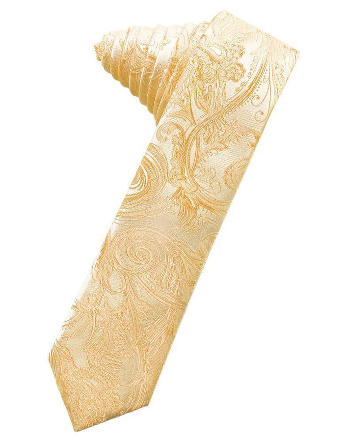 Cardi Self Tie Apricot Tapestry Skinny Necktie