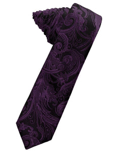 Cardi Self Tie Berry Tapestry Skinny Necktie