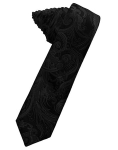 Cardi Self Tie Black Tapestry Skinny Necktie