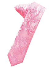 Load image into Gallery viewer, Cardi Self Tie Bubblegum Tapestry Skinny Necktie