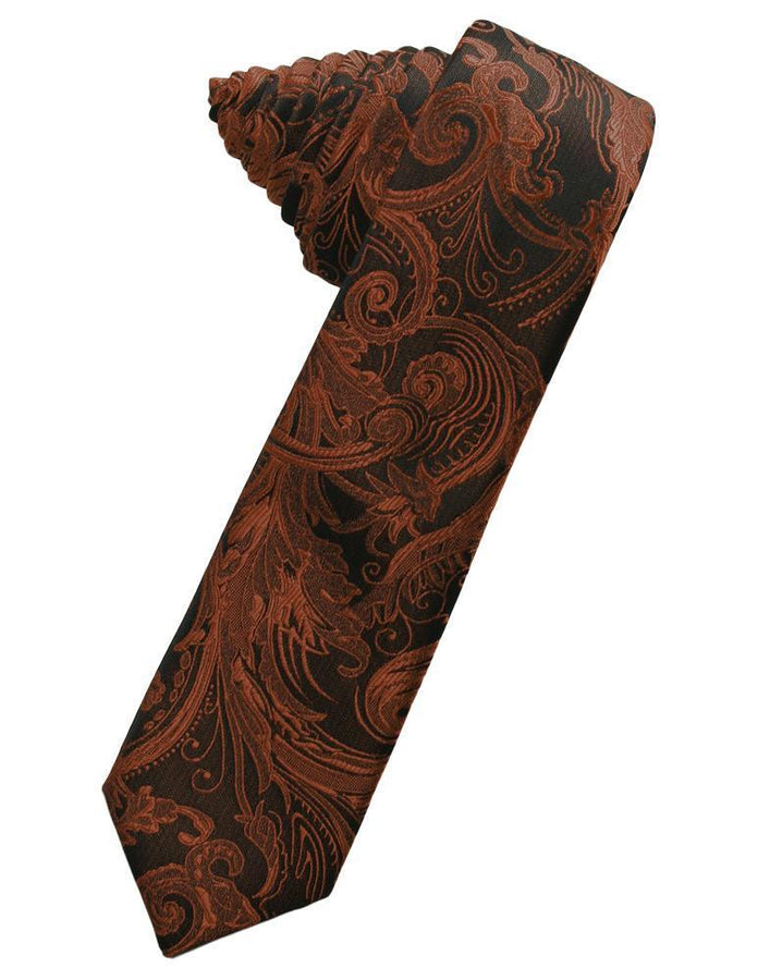 Cardi Self Tie Cognac Tapestry Skinny Necktie