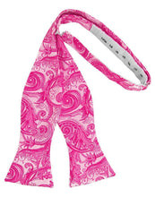 Load image into Gallery viewer, Cardi Self Tie Fuchsia Tapestry Bow Tie