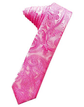 Load image into Gallery viewer, Cardi Self Tie Fuchsia Tapestry Skinny Necktie