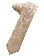 Load image into Gallery viewer, Cardi Self Tie Latte Tapestry Skinny Necktie