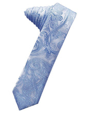 Load image into Gallery viewer, Cardi Self Tie Periwinkle Tapestry Skinny Necktie
