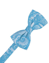 Load image into Gallery viewer, Cardi Pre-Tied Turquoise Tapestry Bow Tie