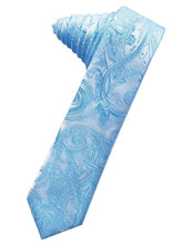 Load image into Gallery viewer, Cardi Self Tie Turquoise Tapestry Skinny Necktie