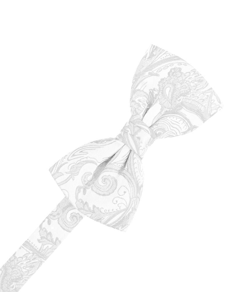 Cardi Pre-Tied White Tapestry Bow Tie