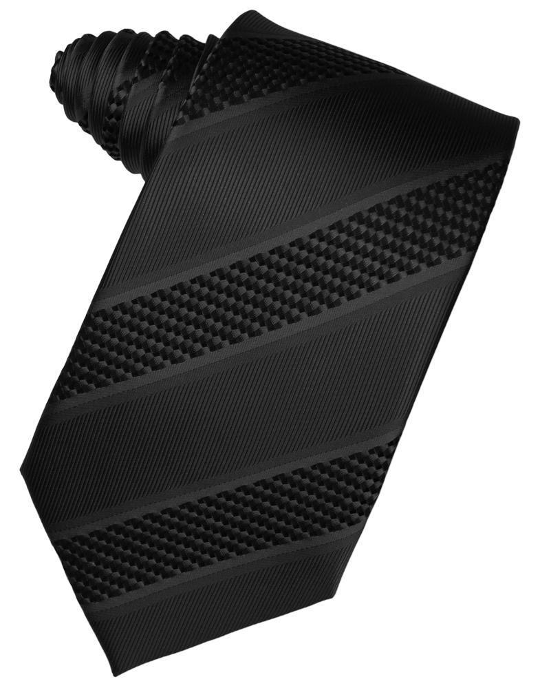 Cardi Self Tie Black Venetian Stripe Necktie
