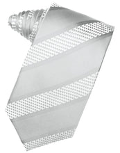 Load image into Gallery viewer, Cardi Self Tie Platinum Venetian Stripe Necktie