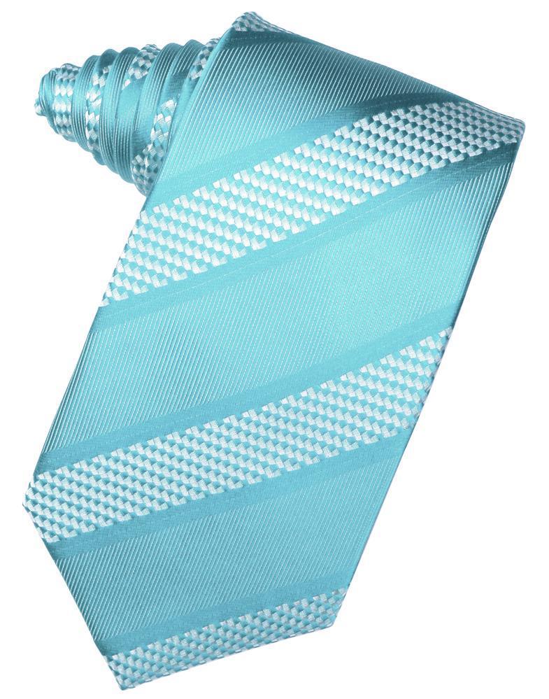 Cardi Self Tie Turquoise Venetian Stripe Necktie