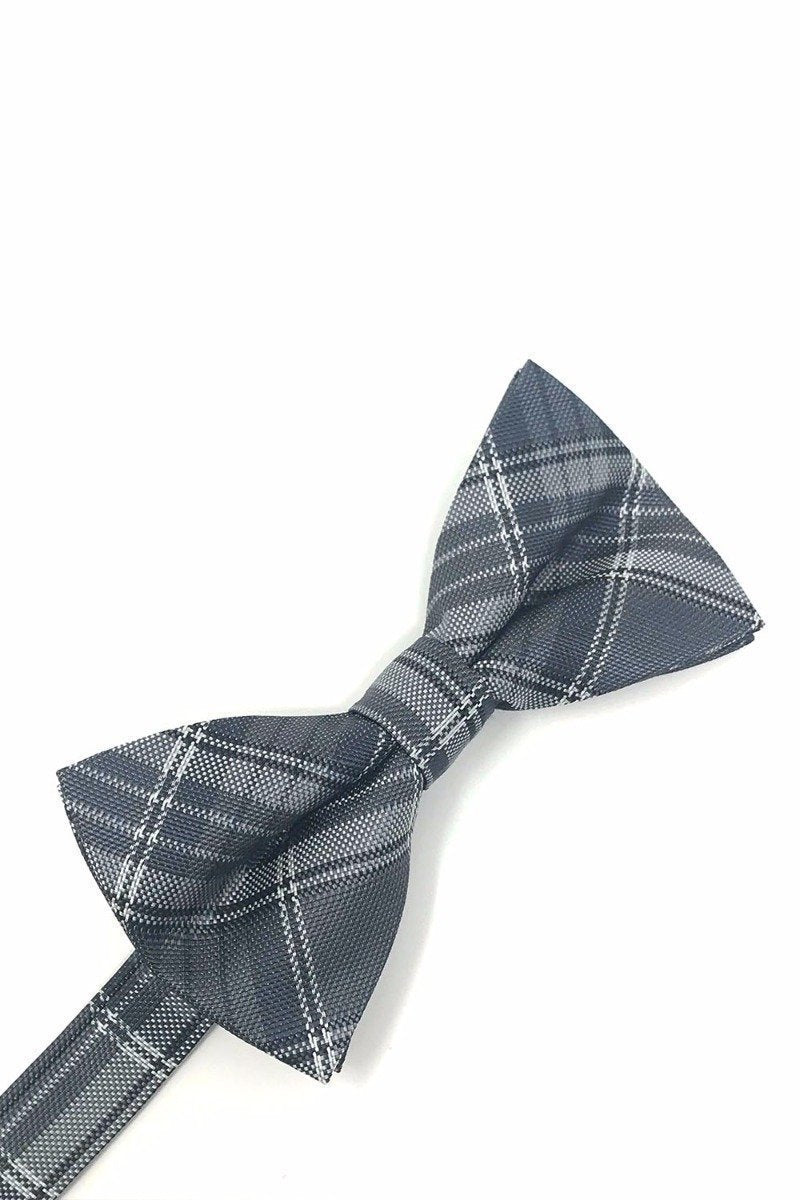 Cardi Pre-Tied Grey Madison Plaid Bow Tie