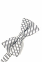 Load image into Gallery viewer, Cardi Pre-Tied Grey Newton Stripe Bow Tie