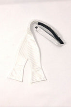 Load image into Gallery viewer, Cardi Self Tie White Newton Stripe Bow Tie