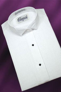 Classic Collection "Allison" Women's White Pleated Wingtip Tuxedo Shirt