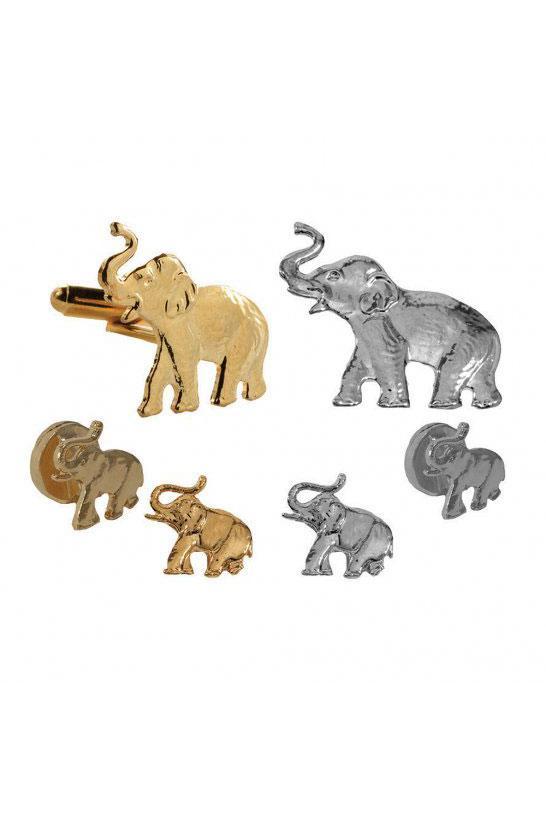 Pioneer Republican Elephant Studs and Cufflinks Set
