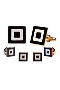 Pioneer Epoxy Square Studs and Cufflinks Set