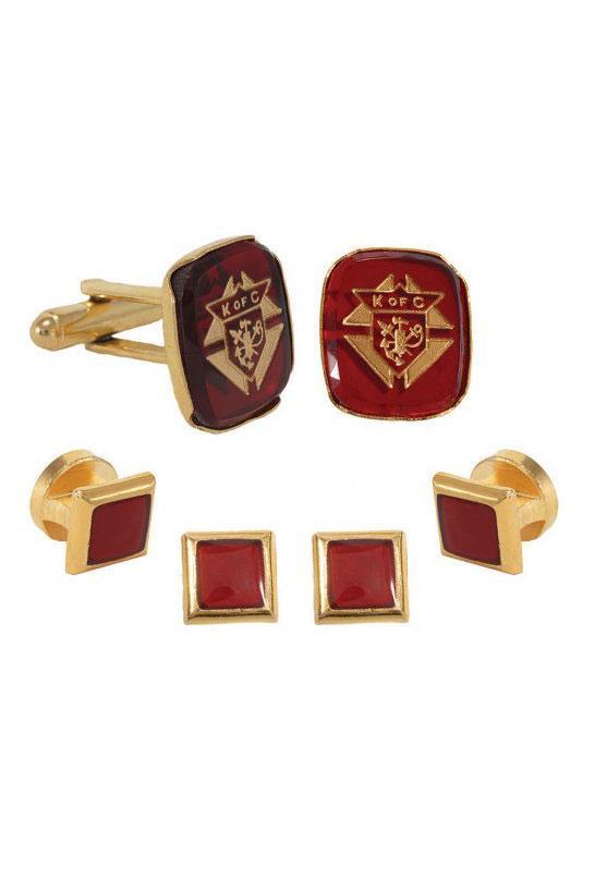 Pioneer Gold Knights of Columbus Studs and Cufflinks Set