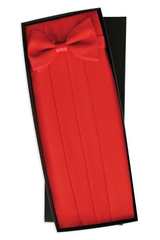 Classic Collection Red Silk Cummerbund & Bow Tie Set