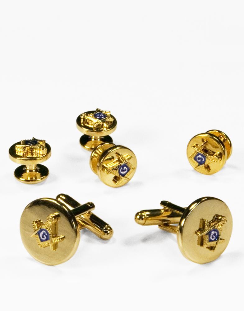 Cristoforo Cardi Masons Gold Studs and Cufflinks Set