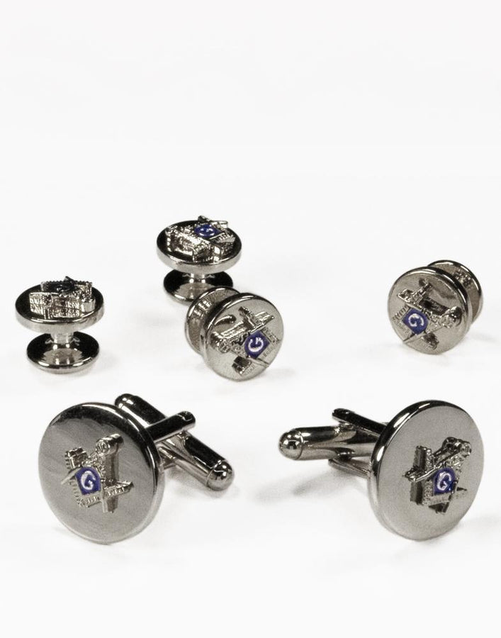 Cristoforo Cardi Masons Silver Studs and Cufflinks Set