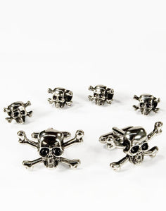 Cristoforo Cardi Skull & Crossbones Silver Studs and Cufflinks Set