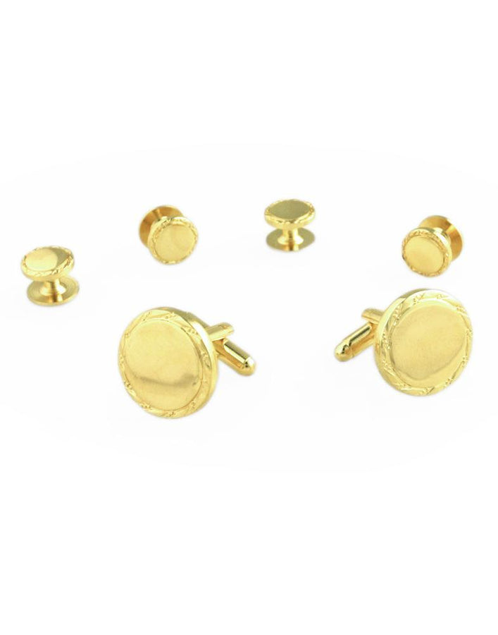 Cristoforo Cardi Engravable Gold Studs and Cufflinks Set